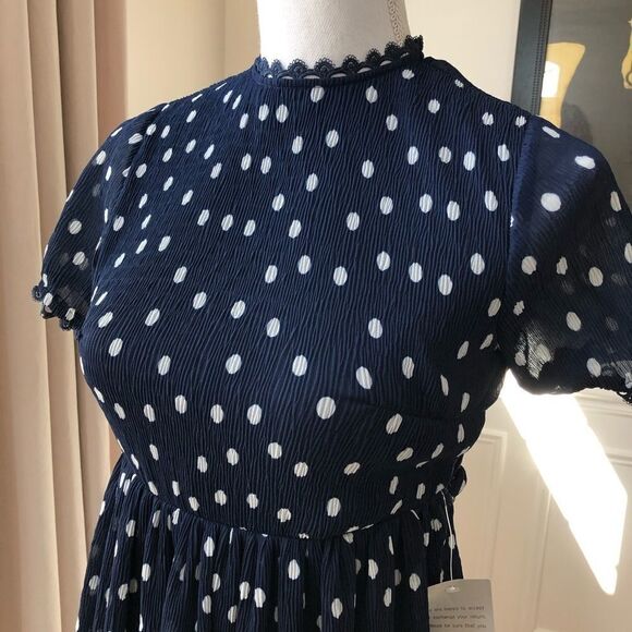 1901 Polka Dot Chiffon Fit & Flare Dress NWT S SP - Picture 4 of 12